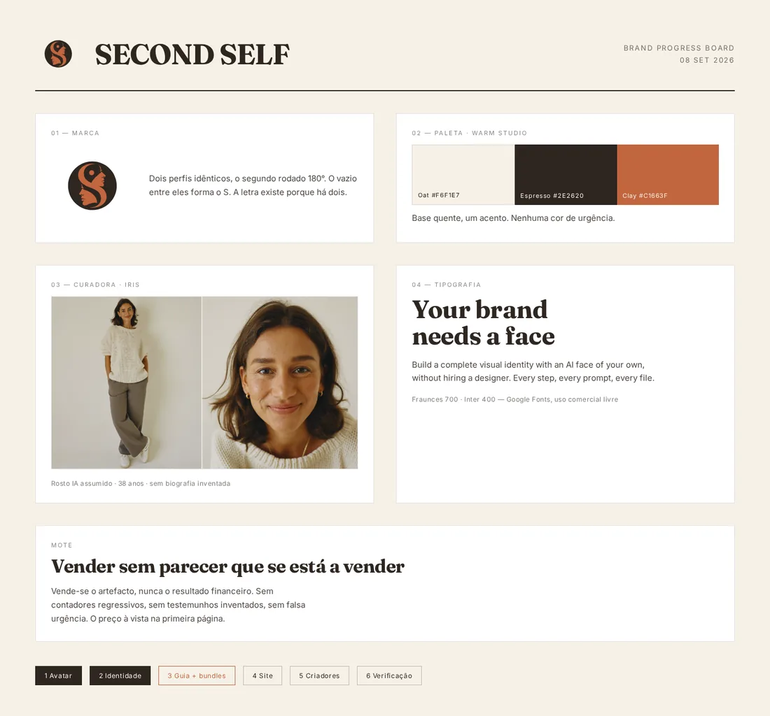 Framework pages from the Second Self system laid out on a board